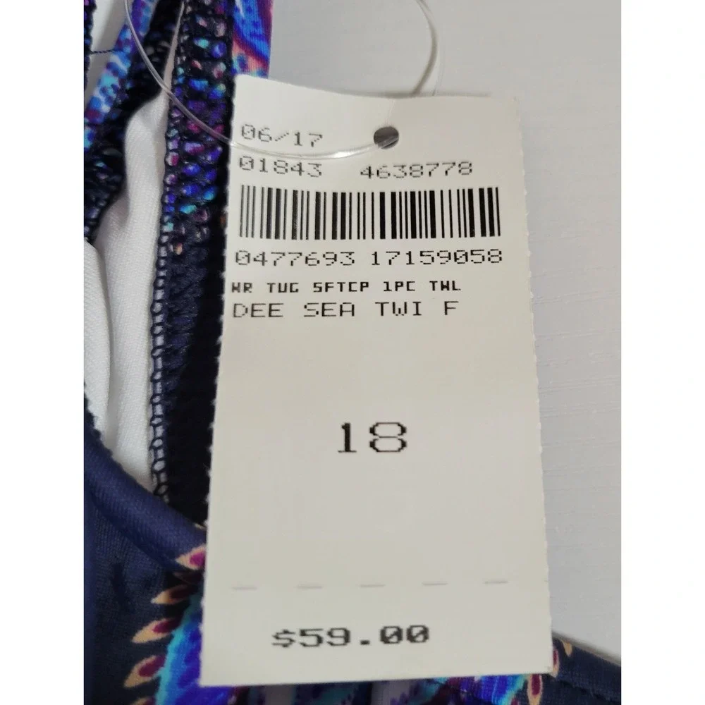 Lands End Women's One Piece Swimsuit Size 18 Floral NEW NWT Purple 1738